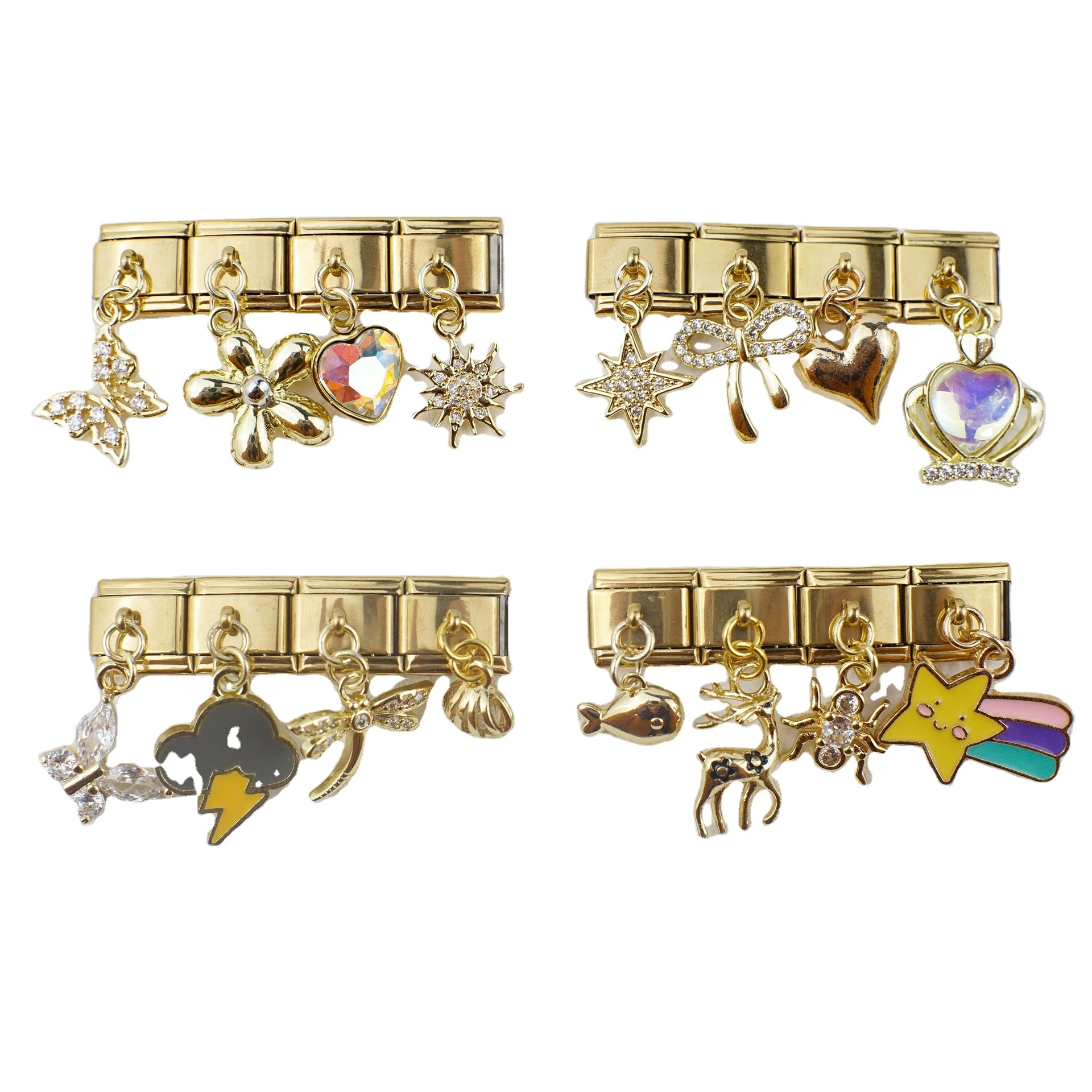 Wholesale New Italian Style Modular Bracelet Pendant Series Gold Bottom Series Diy Bracelet 1