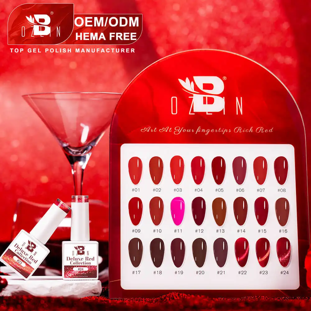 Esmalte de uñas en gel Bozlin OEM, estándar UE-EE. UU., sin hema, efecto ojo de gato, 10 ml, 24 colores 1