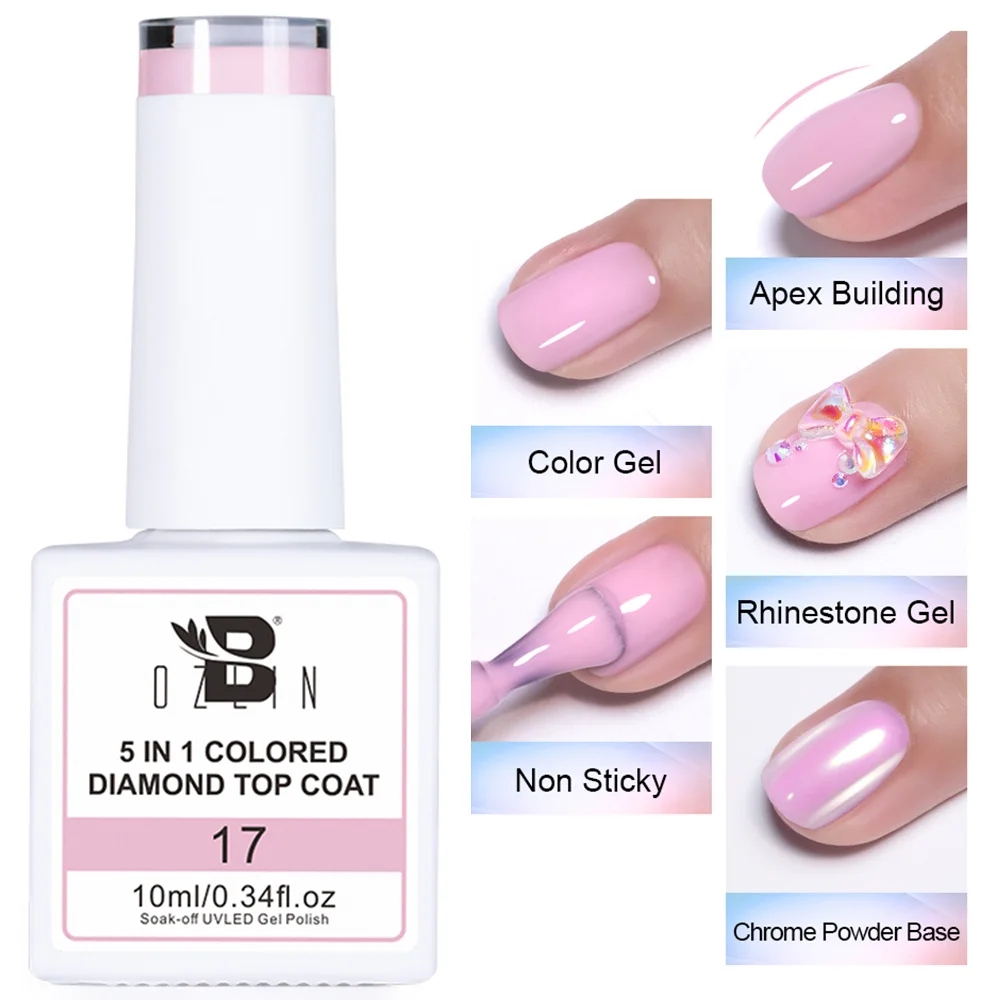 Bozlin Hema Free 5 in 1 No Wipe Gel Top Base Coat Nail Polish 26 Colors 1