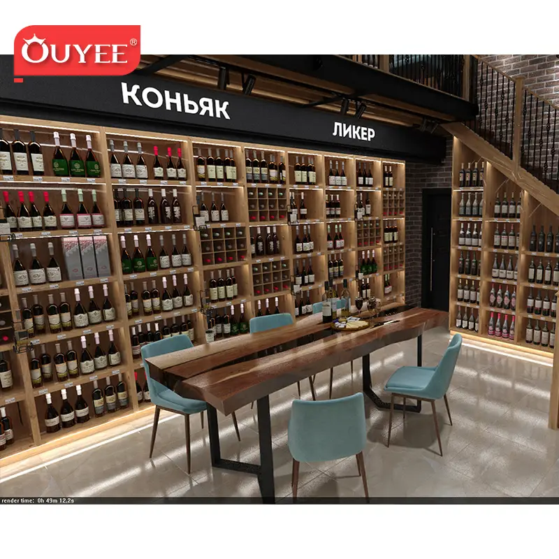 Espositore e scaffalatura in legno per vino Ouyee per negozi al dettaglio 1