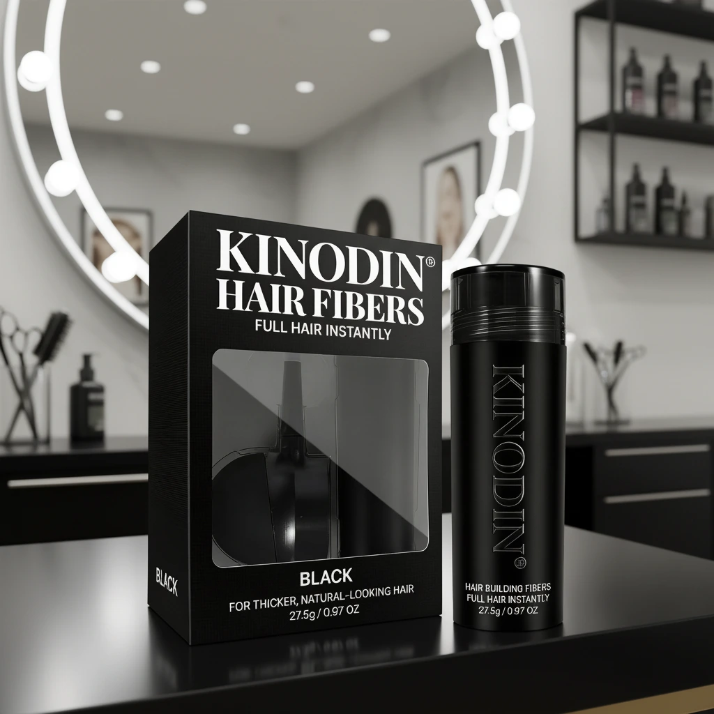 Kinodin 2-in-1 Natural Keratin Hair Fiber Powder Kit For Dry Hair Touch-up & Hairline Bald Spot Coverage Hair-loss Prevention 1