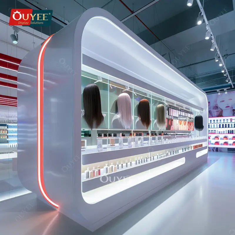 Vitrine expositora de fábrica para balcões de lojas de cosméticos, perfumes e perucas. 1