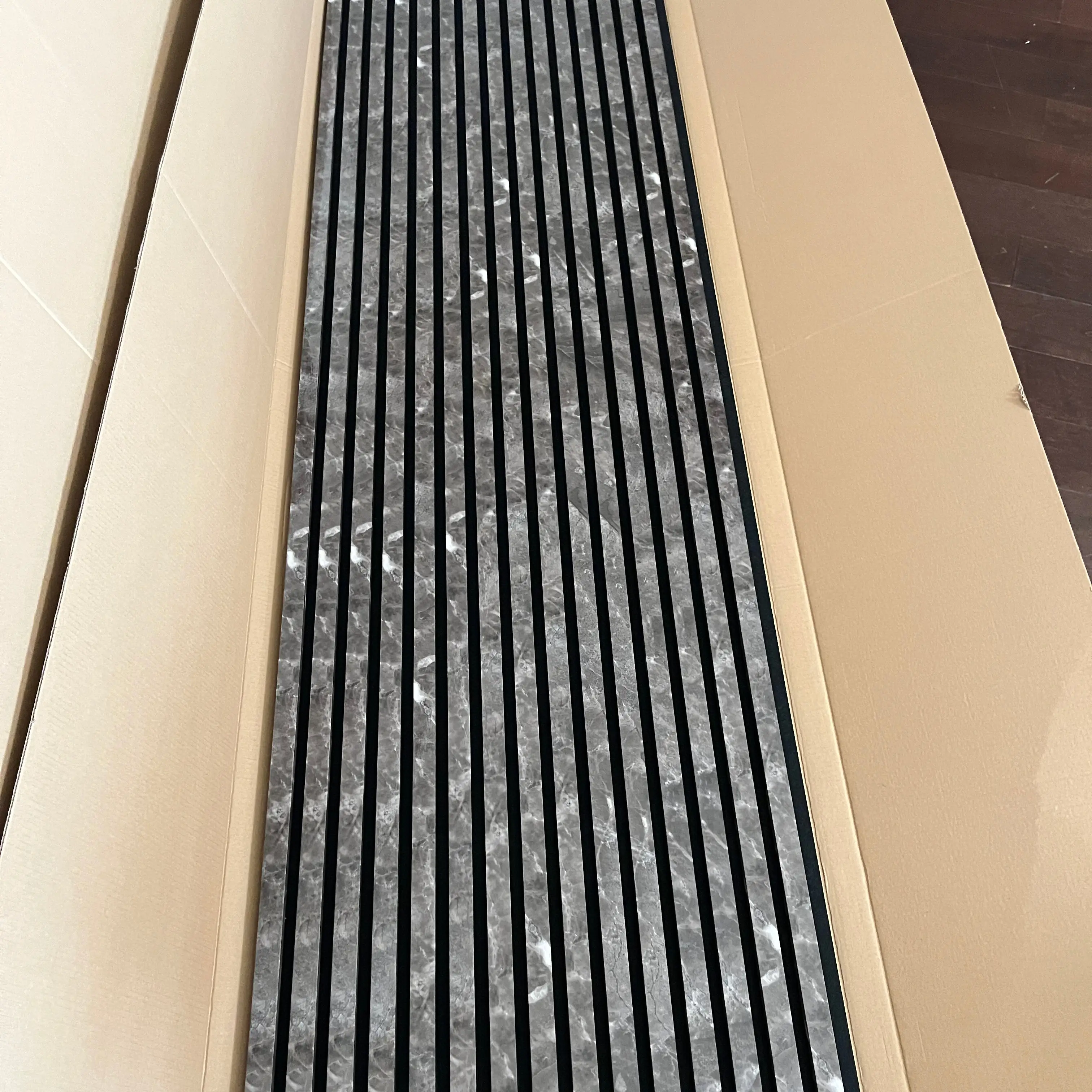 Acoustic Wood Slat Panels 3000mm White Oak Grey Marble Wall Panels  1