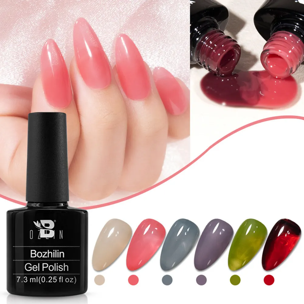 Bozlin Hema-Free 15ml Semi-Transparent Nude Jelly UV Soak-Off Gel Polish 30 Colors 1
