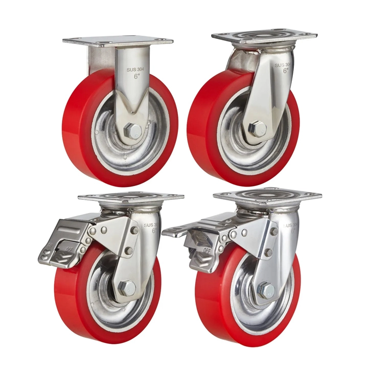 4 5 6 8 Inch Swivel Trolley Cart Caster Wheels Stainless Steel Pu Heavy Duty Furniture Caster Wheel 1