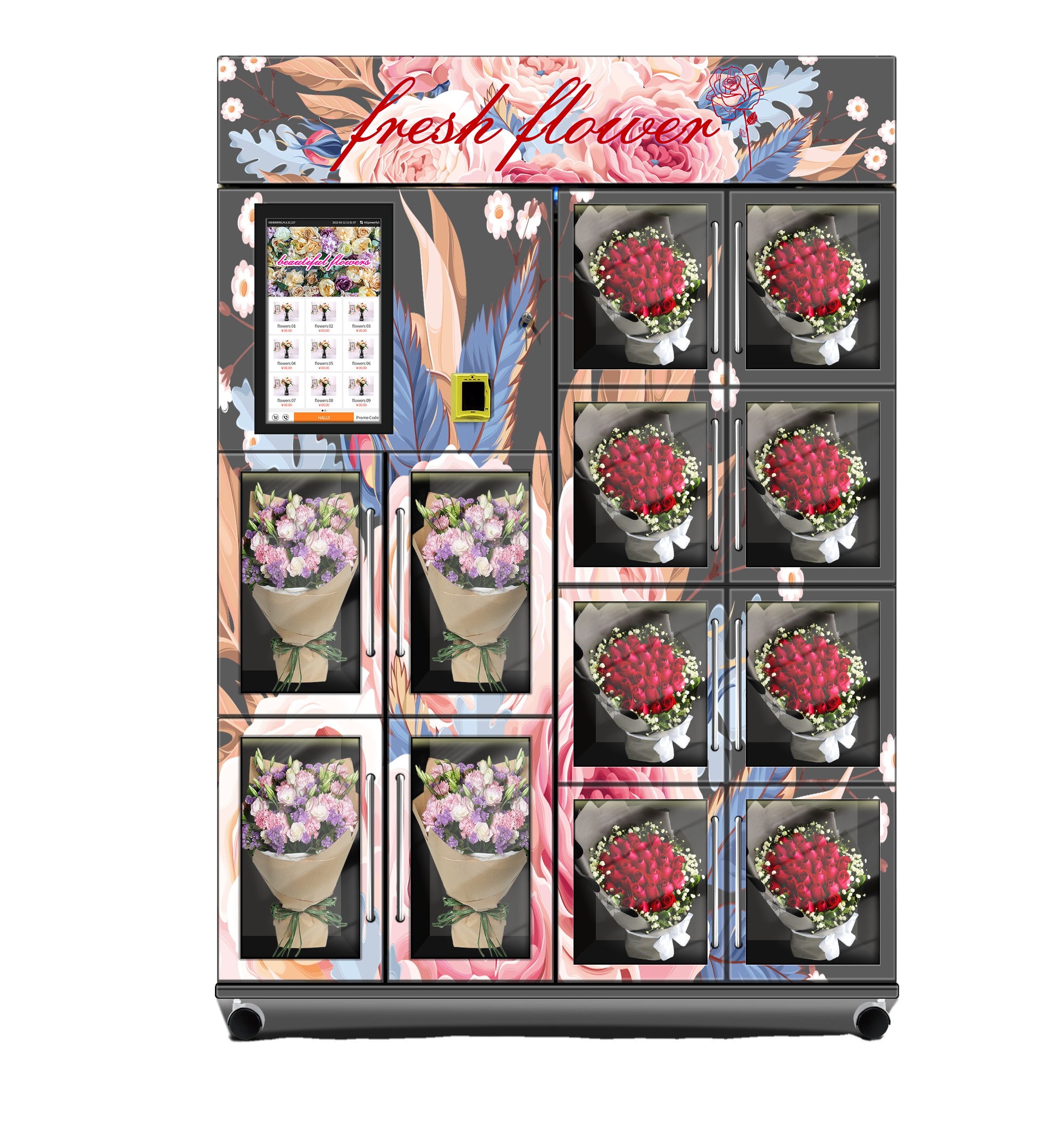 Haloo 10-12 Cells Custom Logo Flower Vending Machine Gifts Holding Machine With Cooling Function And Sdk 5