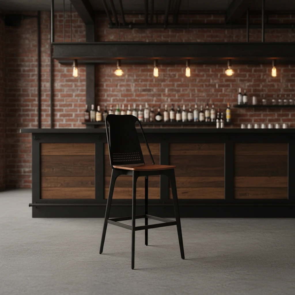 Metal and Wooden Bar Stools for Indoor Dining Spaces 1
