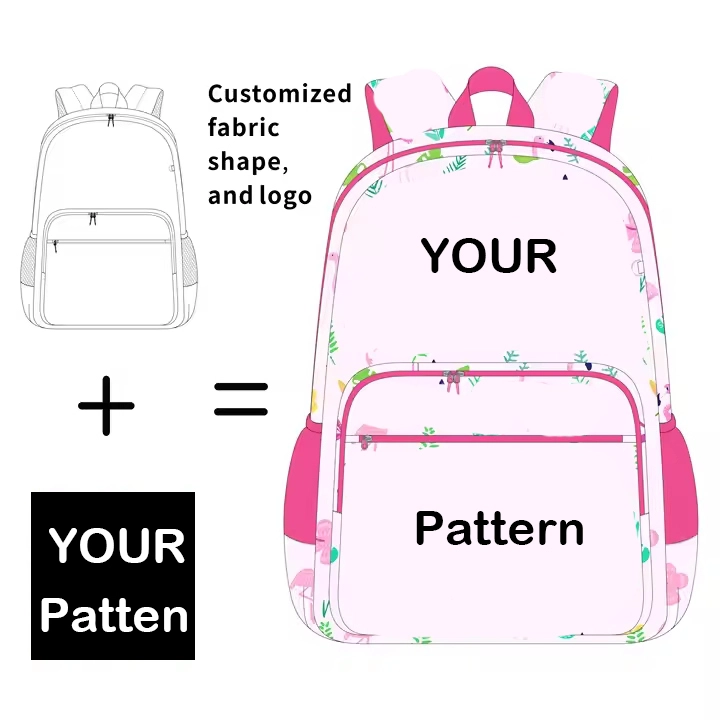 Wholesale Factory Oem Odm Custom Logo Uv Printed Polyester School Bags For Girls Primary Student Cartoon Backpack Kids Pink Bag 1