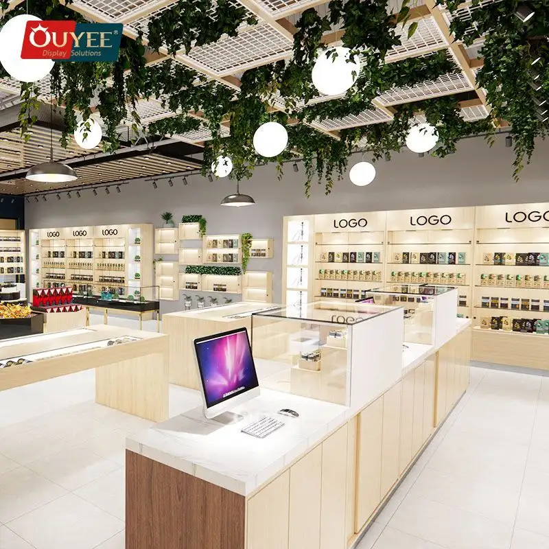 Vitrine à cigarettes et cigares en verre - Présentoir à tabac en bois 1
