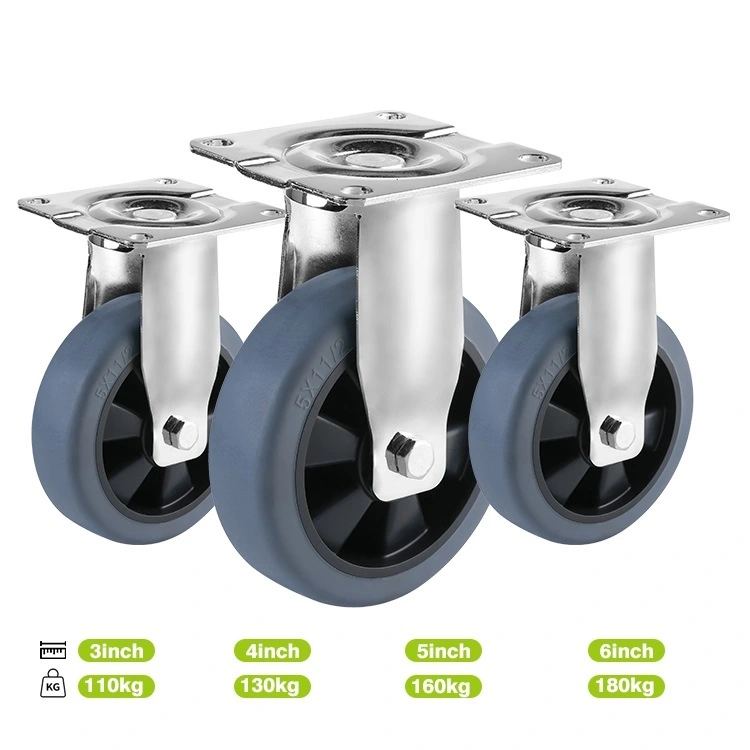 Wholesale Oem Customizable Factory Mid Heavy Duty Caster Wheel 3/4/5/6 Inch Tpr Caster Wheels 1