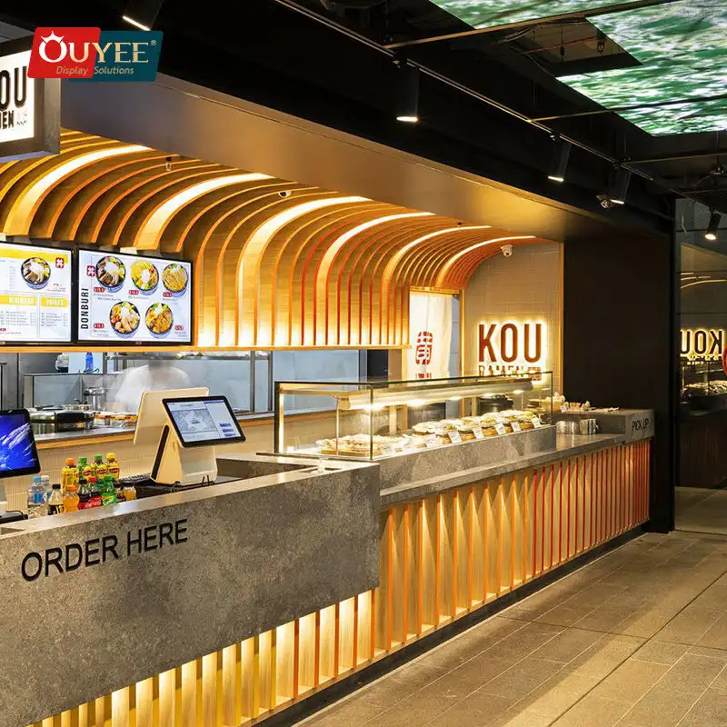 Glasfront-Theke aus Holz für Cafés 1