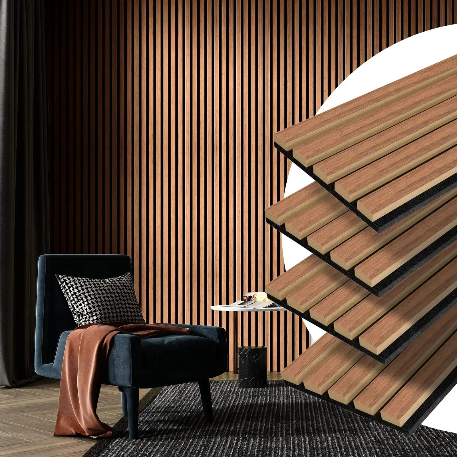 Akupanel 3D Slatted Acoustic Wood Panels Half Wall Covering for Interiors 1