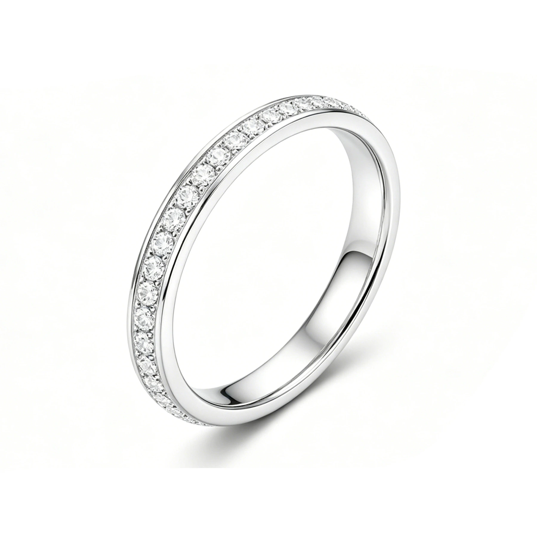 Pd950 Platinum Half Eternity Band Ring Pave Set Round Diamond Wedding Band For Women Luxury Fine Jewelry Anniversary Gift 1