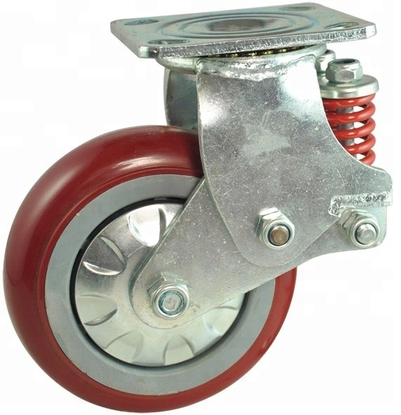 Shock Absorber Tpr Casters Wheel Caster With Double Spring Industrial Waterproof Gate Door 4 Inch Swivel And Brake,Plate Casters 1