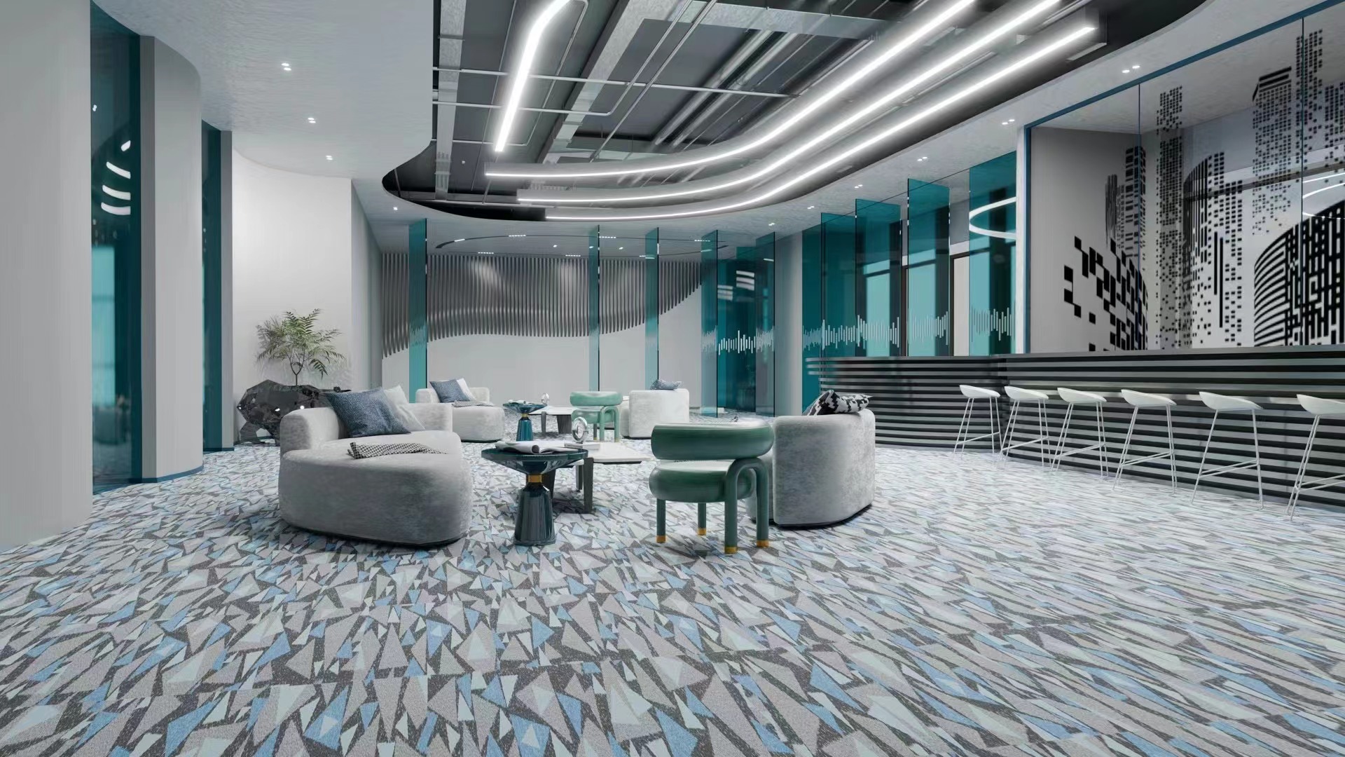 Custom Loop Pile Polypropylene Carpet Tile 50x50 cm Office Tile 4