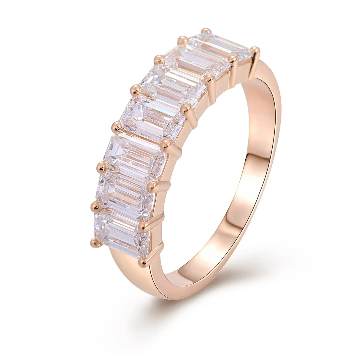 3x5 Emerald Cut Lab Grown Diamond Wedding Band 2.3ctw Diamond Band Half Eternity Matching Stackable Band Anniversary Gift 1