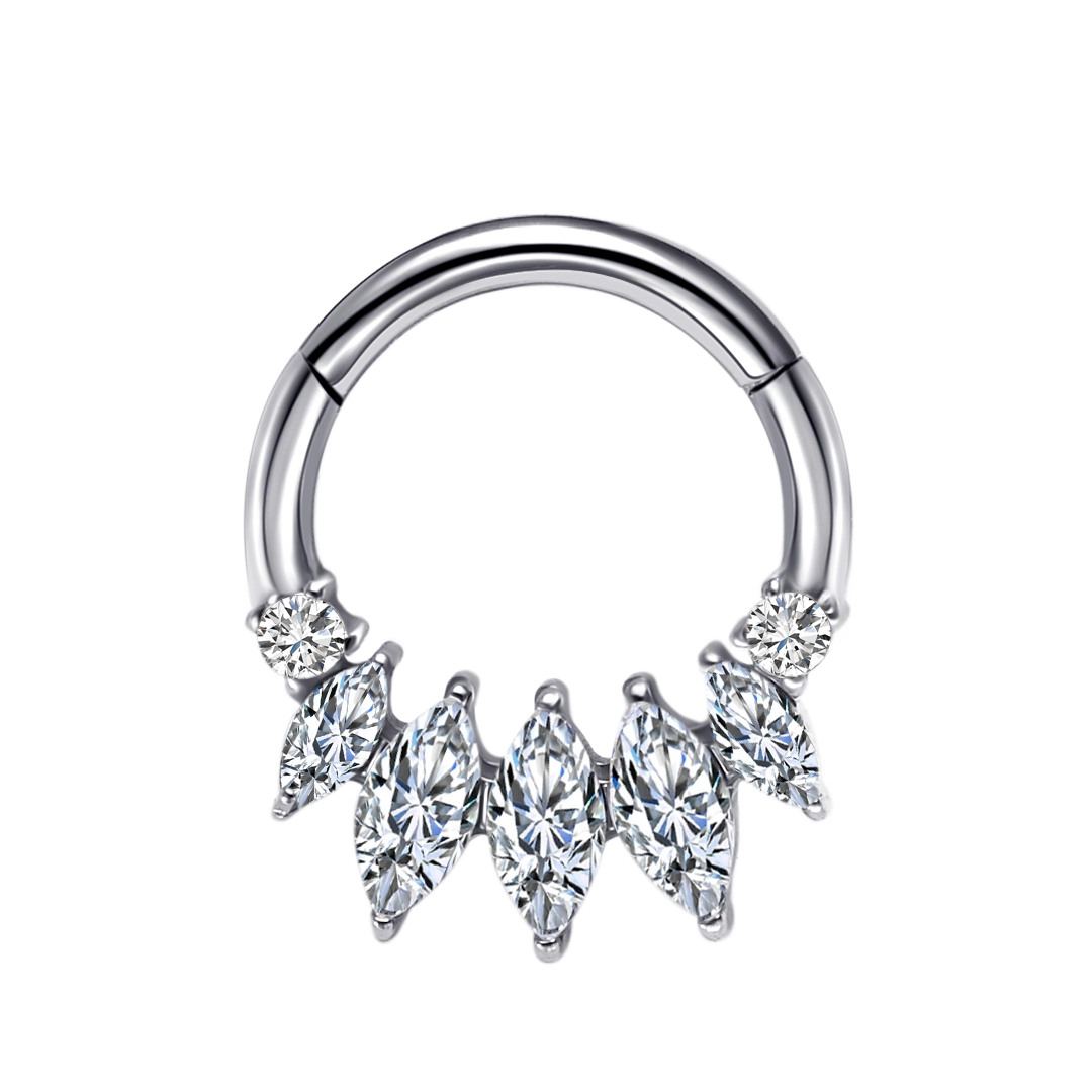 Astm F136 Titanium Marquise Cz Hinged Segment Clicker Titanium Conch Cartilage Earring Piercing F136 Piercing 1
