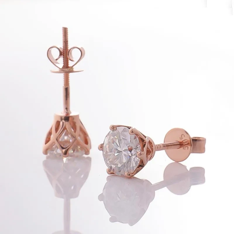 2020 Flower Raxer 0,8 CTC coeurs & Flèches Round Moissanite Diamond Visback Boucles d'oreilles en or blanc 14K 1