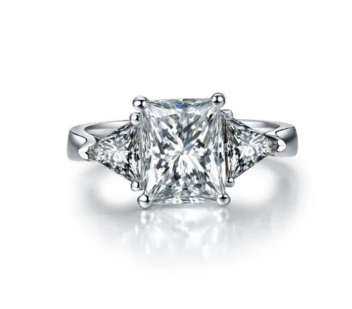 3CT Moissanite Diamond Silver 925 Anneau 3 pierres Diamond 925 Bijoux en argent sterling Bague en argent Moisanite 1