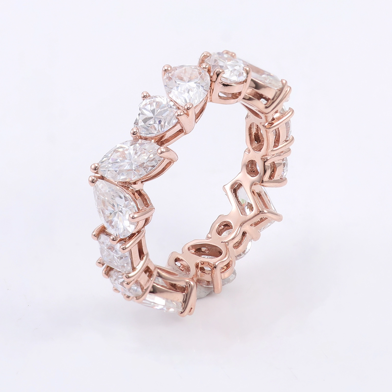Bagues de couple personnalisées de luxe en or jaune 14 carats, taille marquise, bijoux pour femmes, bague de fiançailles, bague de créateur en moissanite 1