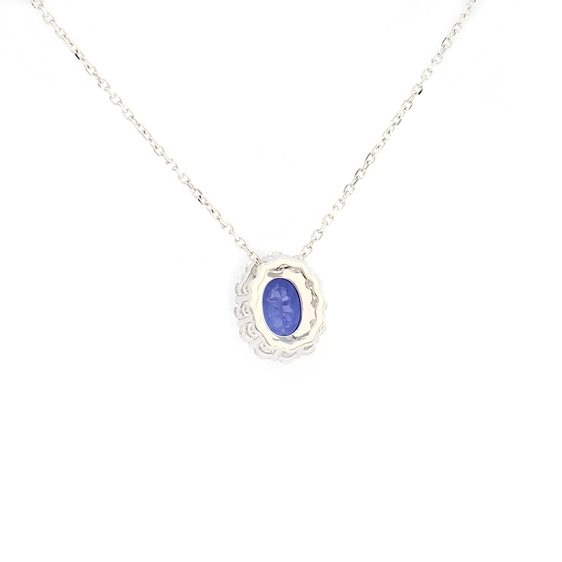 Simple Women Design 18k Solid Yellow Gold Lab Created Sapphire Necklace For Wedding 1