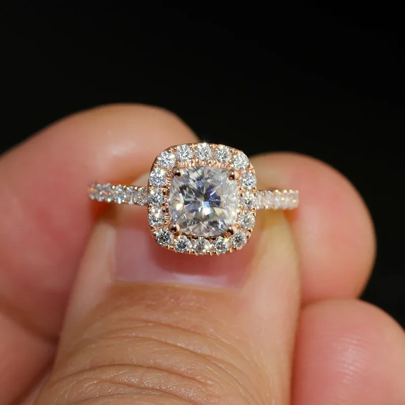 Provence Jewelry 10k 14k 18k Gold Cushion Cut 1ct Moissanite Def Rings Wedding Engagement Gift For Women Girlfriends 1