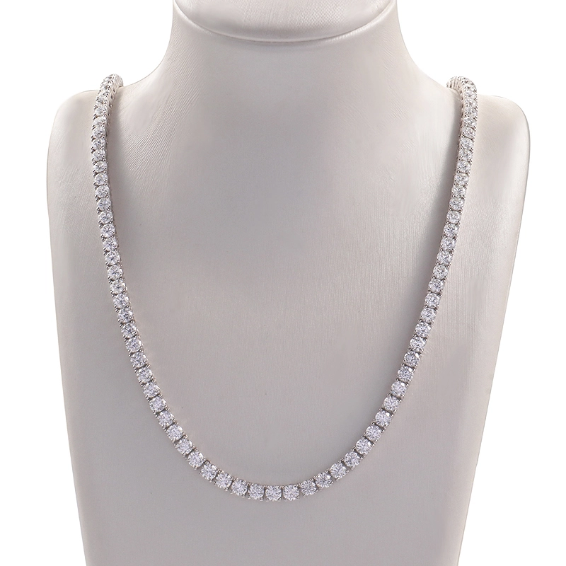 Sliver 3mm Moissanit Tennis Halskette 10k Weißgold Frauen Design Schmuck Welle Anhänger Halskette Geschenk 1