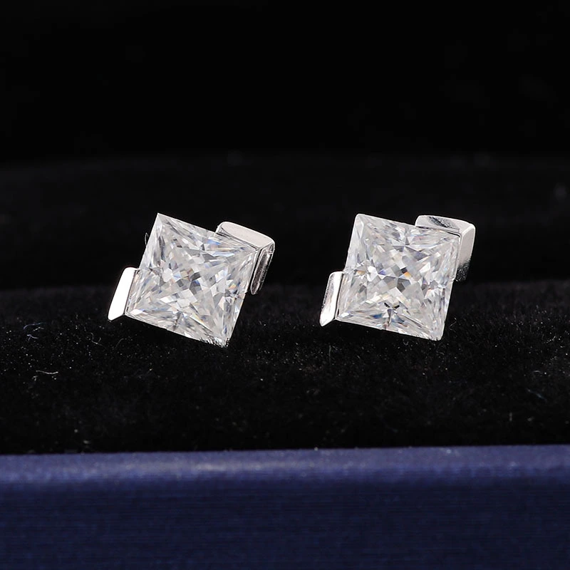 Moissanit-Goldohrringe Def Vvs 14 Karat Weißgold Princess Cut Moissanit-Ohrringe Modeschmuck Ohrringe 1