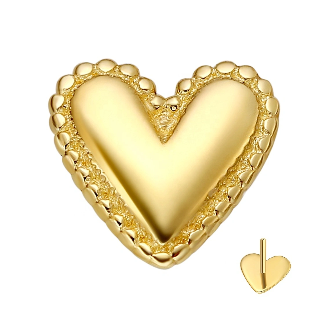 Eternal Metal 14k Solid Threadless Tops With Heart Shaped Piercing Jewelry 1