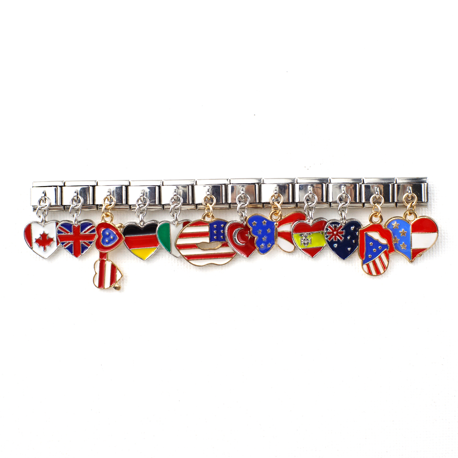 2024 Diy Personalized Shiny National Flag Pendant 304 Stainless Steel Italian Charm Bracelet 9mm * 10mm Module 1