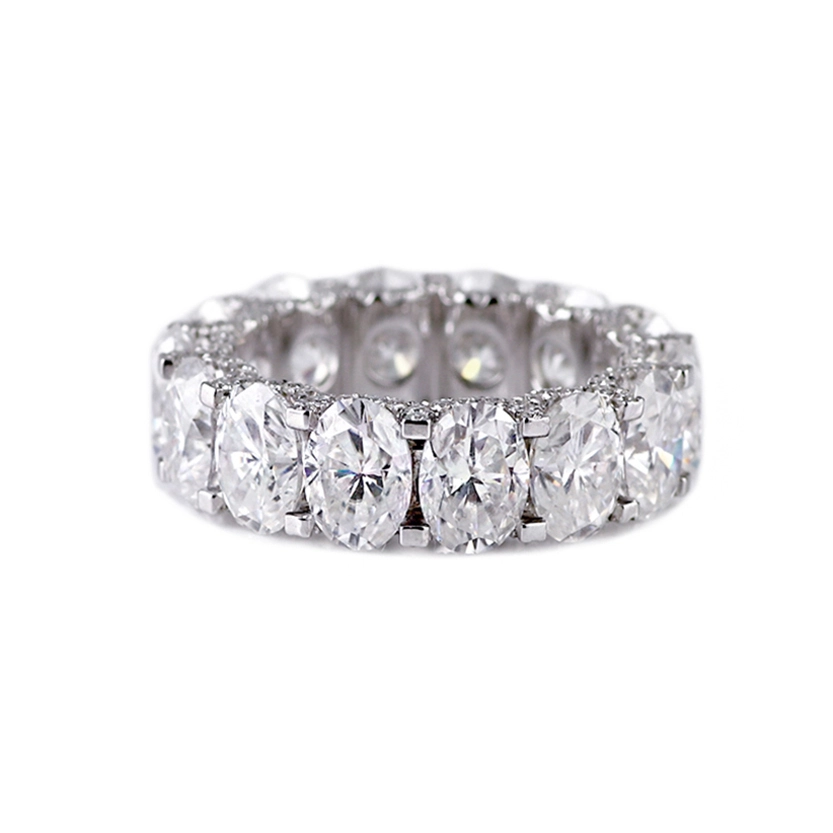 Dernière bande d'anneau en or blanc de mode pleine de bague de mariage de diamants Moisanite Diamonds élégants coupés élégants 1