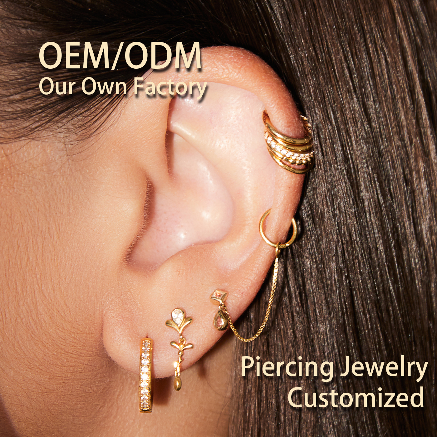 Eternal Metal 14k Solid Yellow Gold 5a Cz Snake Nose <000000>ear Piercing Jewelry Threadless Push In Ends Tops 7