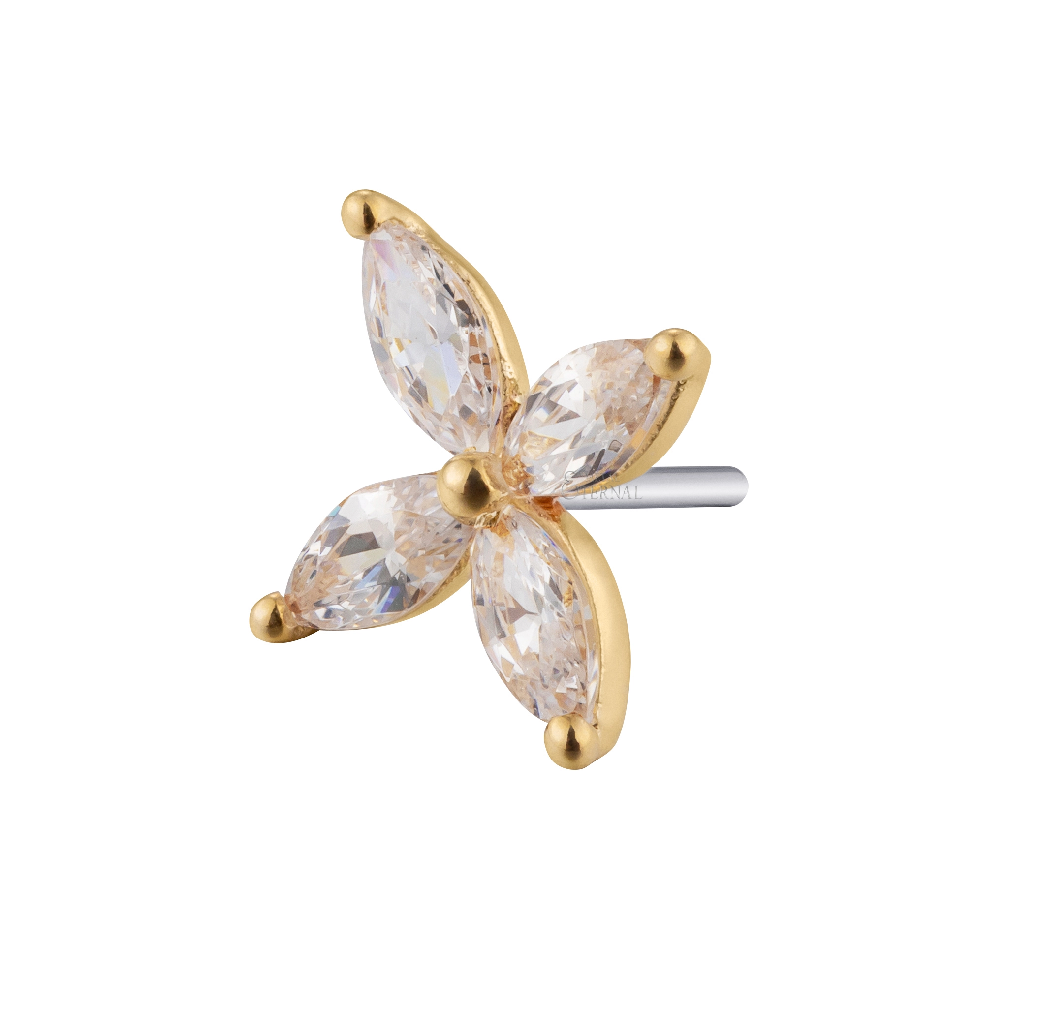Eternal Metal 14k Solid Gold Four Petals Threadless Top Piercing Jewelry 1