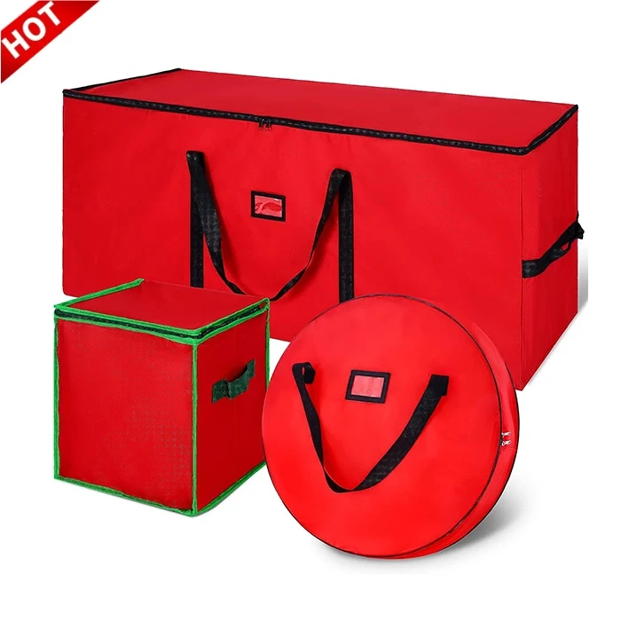 China Factory Wholesale 600D Oxford Fabric Christmas ornaments Storage Boxe Organizers Set 1