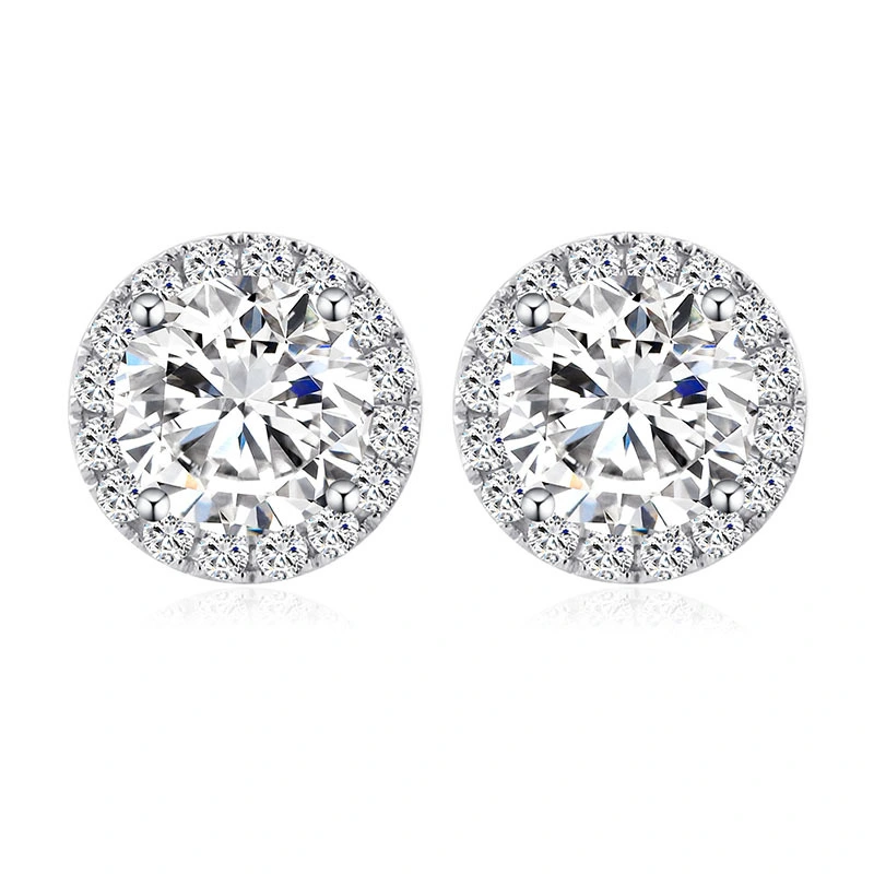 Luxurious Shining Halo Statings de 14k joyas finas de oro blanco para damas 1