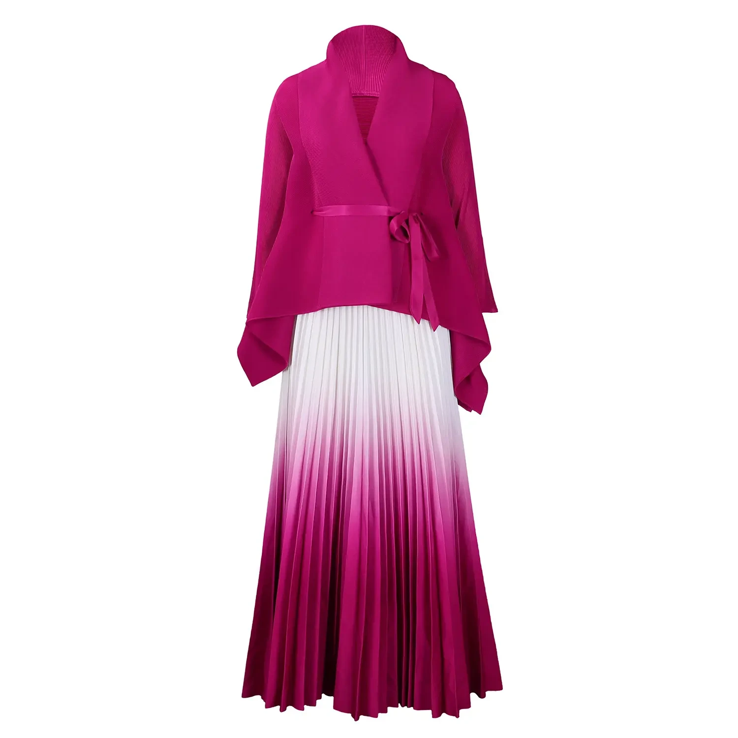 Faltenbekleidungshersteller Miyake Hot Selling New Arrival 2024 Zweiteiliges Set Damenbekleidung Modische lässige Plissee-Oberteile und Röcke Freizeitkleider 1