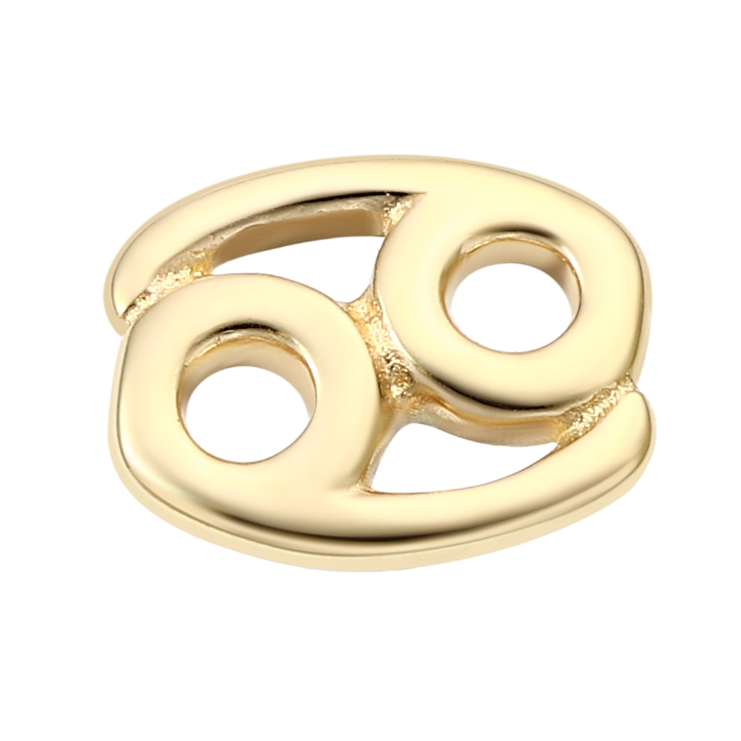 Eternal Metal 14k Solid Gold Zodiac Signs Cancer Earring&labret Jewelry Threadless Push In Ends Tops 1