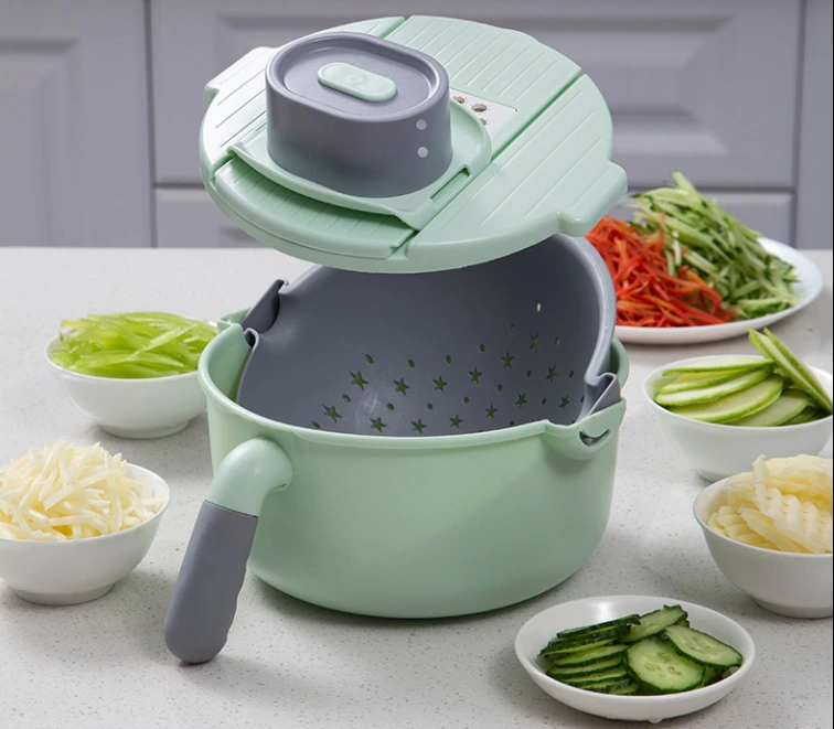 Новый хит продаж, 9 в 1, многофункциональная кухонная овощерезка, измельчитель, пластиковая сливная корзина, терка, сито-мандолина 1