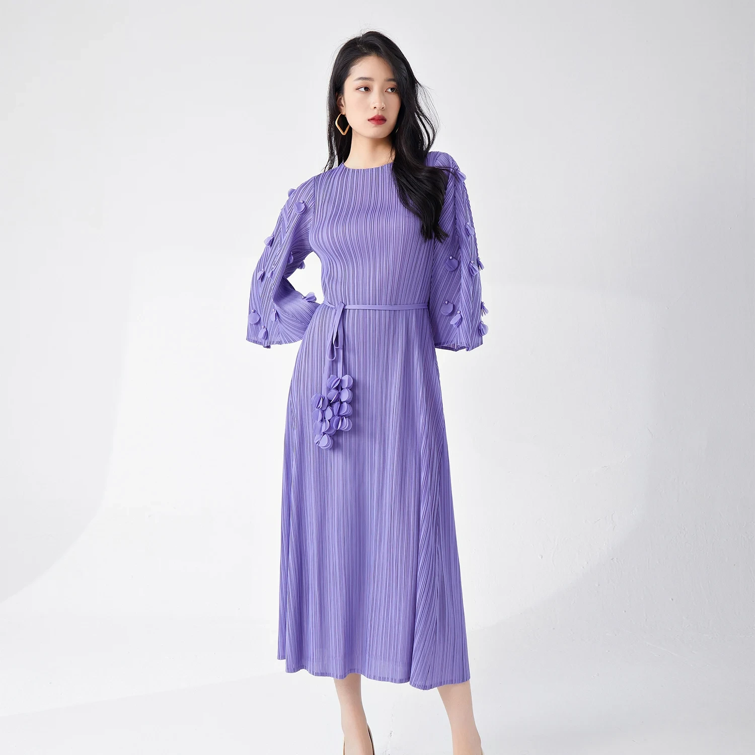 Pleats Clothing Best Selling Miyake Pleated Fashion Dress Women Summer 2024 New Elastic Loose Lace Three-dimensional Flower Dress Wholesale Pricing Deals 1