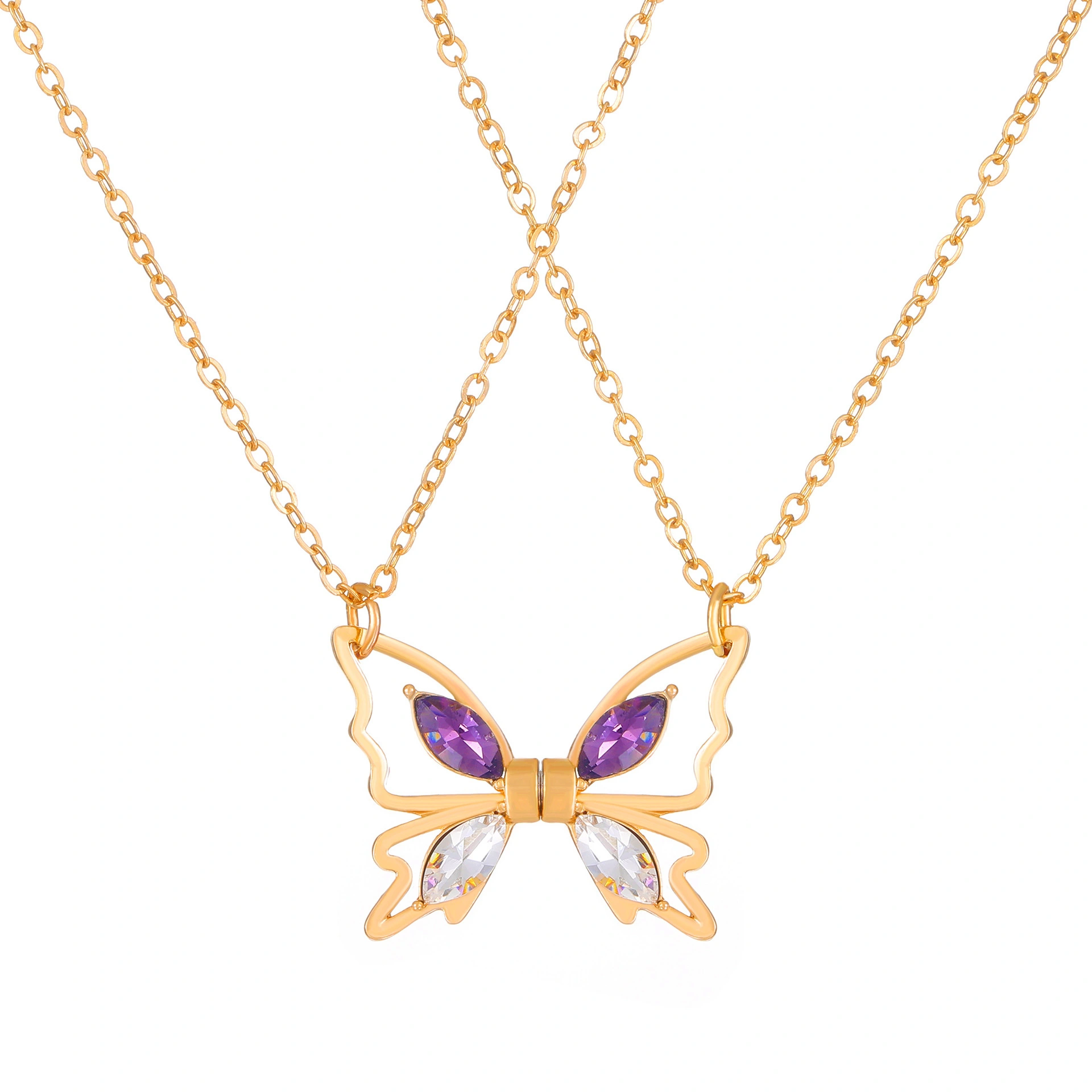 Popular European And American Magnetic Attraction Set With Lovers Necklace Best Friend Hollow Butterfly Bbf Women's Necklace1 1