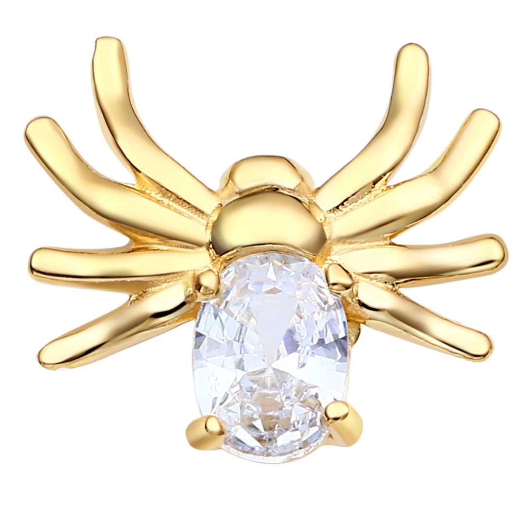 Eternal Metal 14k Solid Gold Oval Shaped Cz Opal Paved Spider Ear Nose Piercing Navel Lip Jewelry Internally Threaded Ends Tops 1