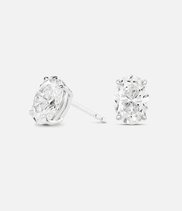 2CT Lab Lab Grown Oval Diamond D-VS1 Studs IGI Certifié Diamond 14K Boucles d'oreilles en or blanc cadeau de Noël 1