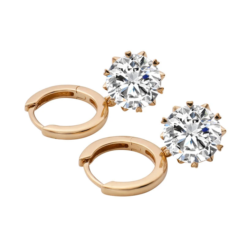Fashion en gros de gros tendance 18k réel réel du monsanite Diamond Sunflower Design Boucles d'oreilles 1