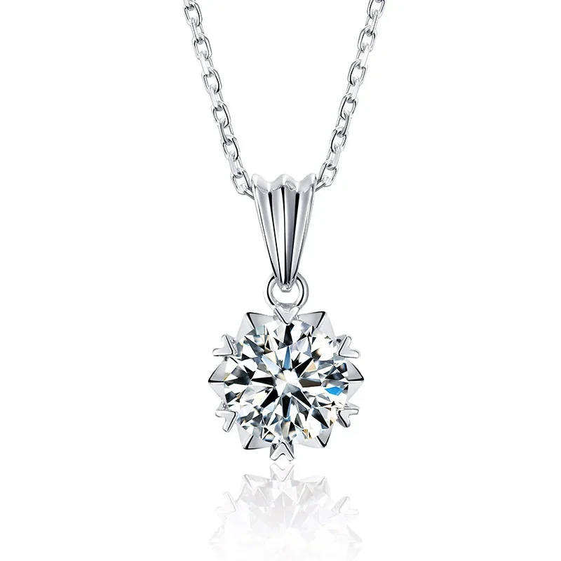 Solitair de punta del collar colgante de piedra moissanite en oro en oro blanco de 18k para bodas 1