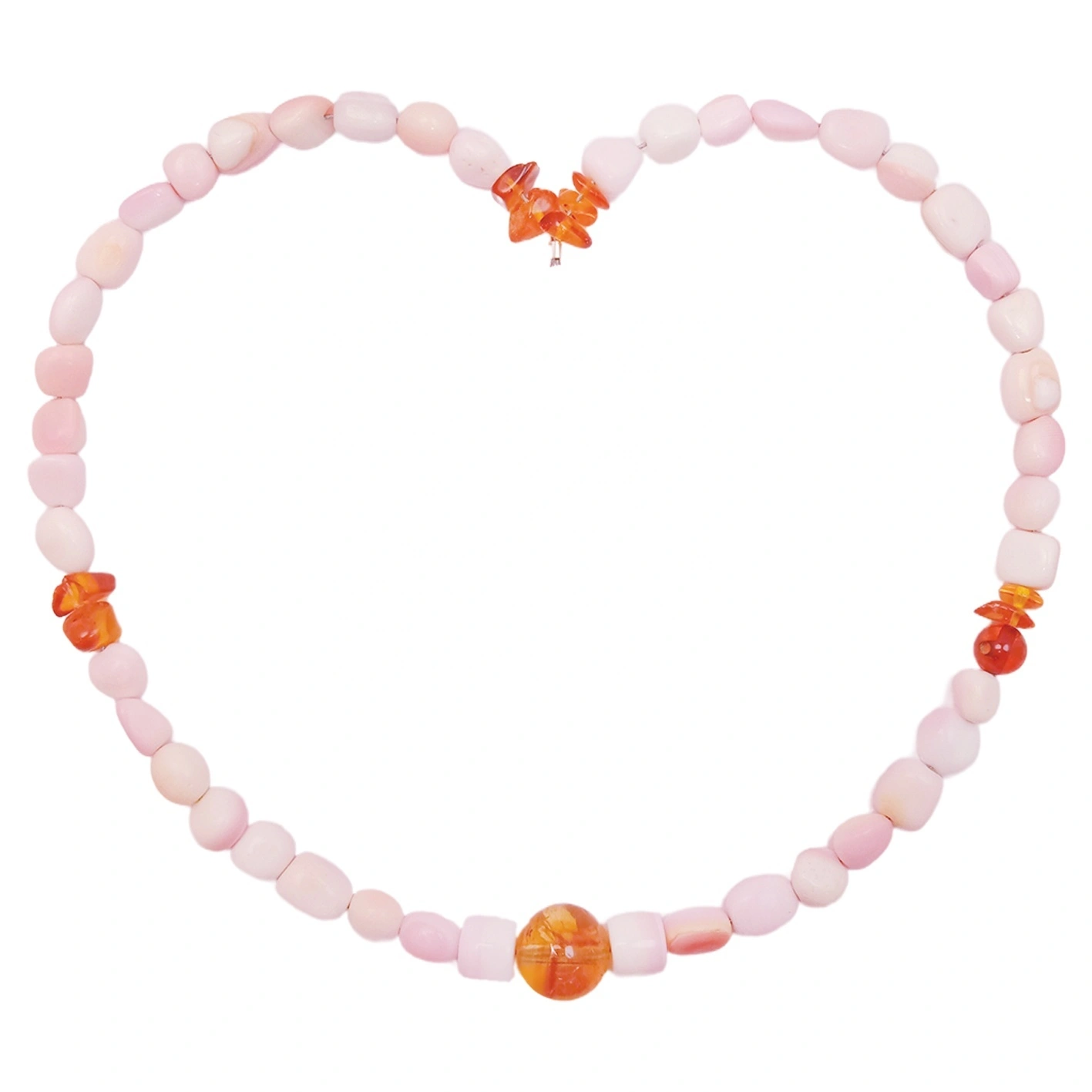 Pink Opal Amber And citrine Shape Free-shape Pink Yellow Orange Color Jewelry As Gift For Her Beautiful Necklace 1