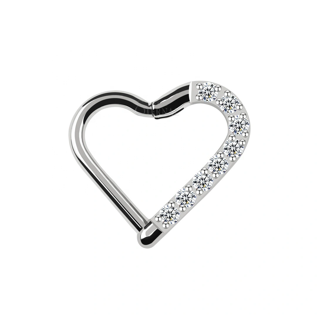 Eternal Metal High Quality Precision Cnc Setting Cz Astm F136 Titanium Heart Shaped Hinged Segment Ring 1