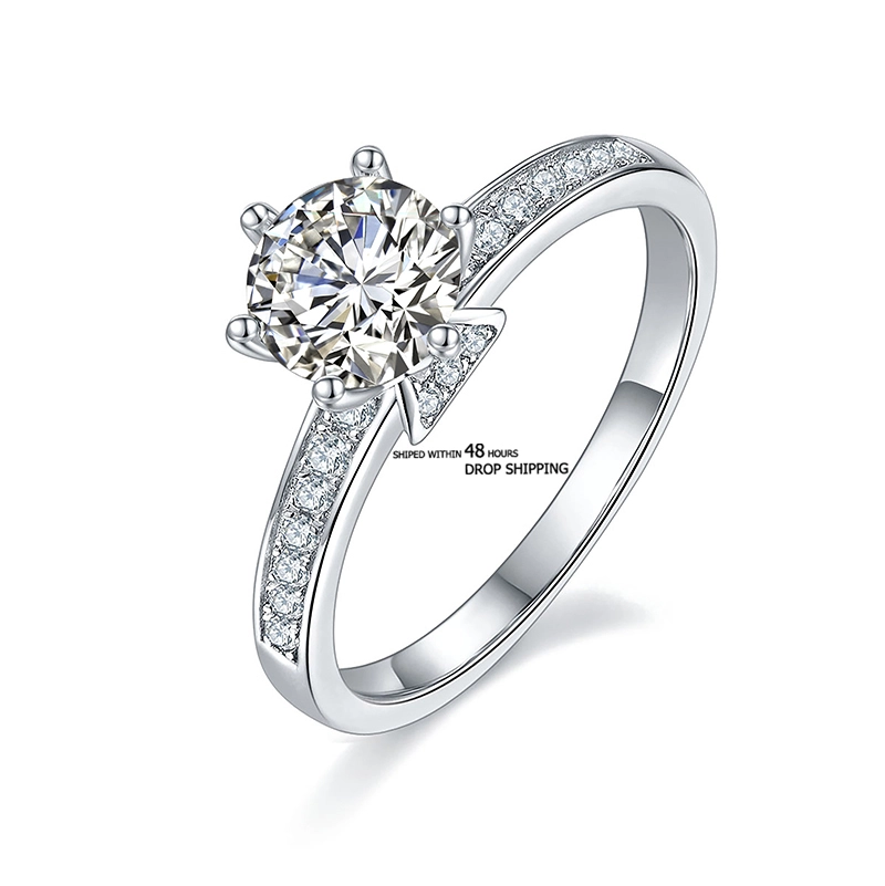 Can Be Shipped Within 48 Hours Moissanite Classic Round Cut Ring 1 Carat 6.5 Mm 925 Sterling Silver 1