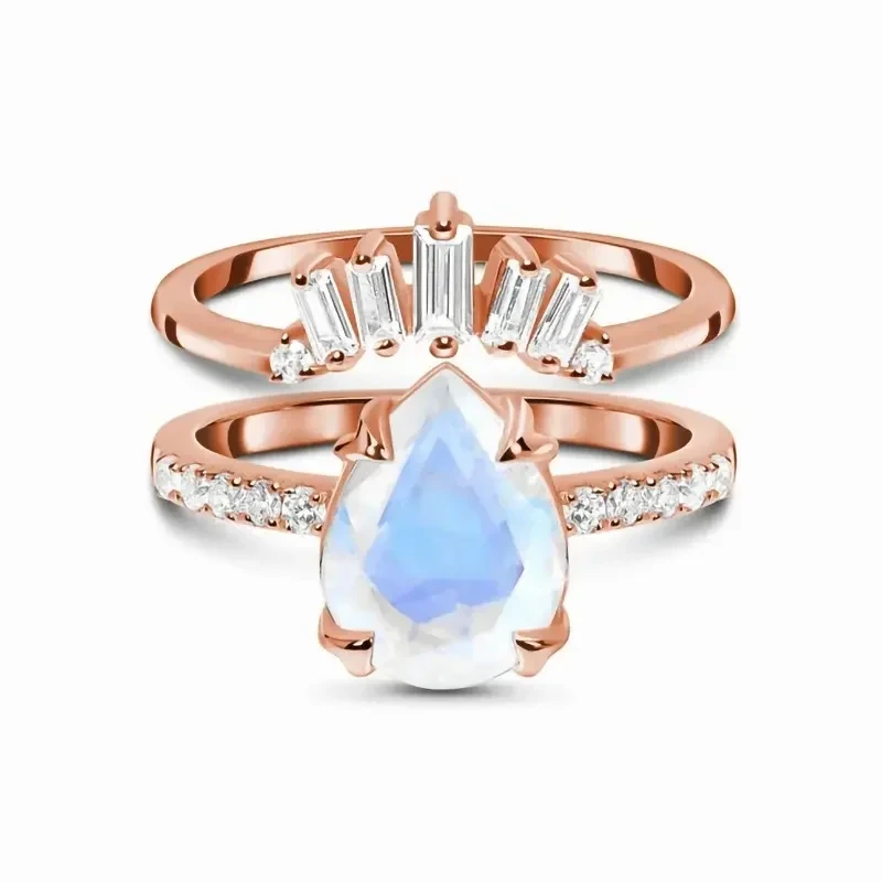 Moonstone Ring 925 Sterling Silver Goold Plated Natural Moonstone Eye 925 Sterling Silver Casual Luxury Rings For Ladies 1