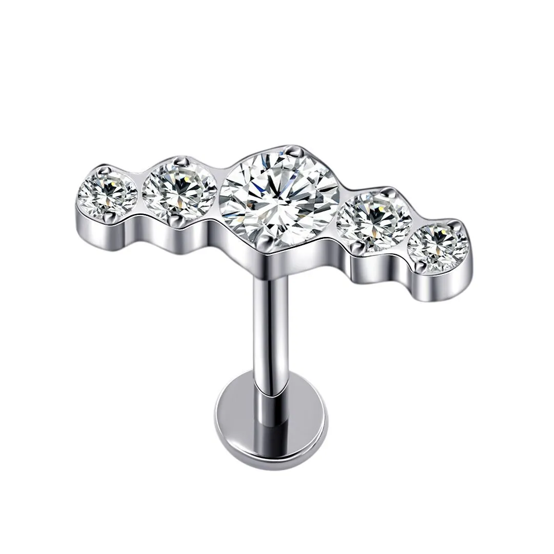 Eternal Metal G23 Titanium Piercing Clear 5 Bezel Set Czs Threaded Labret Titanio Piercing Jewelry 1