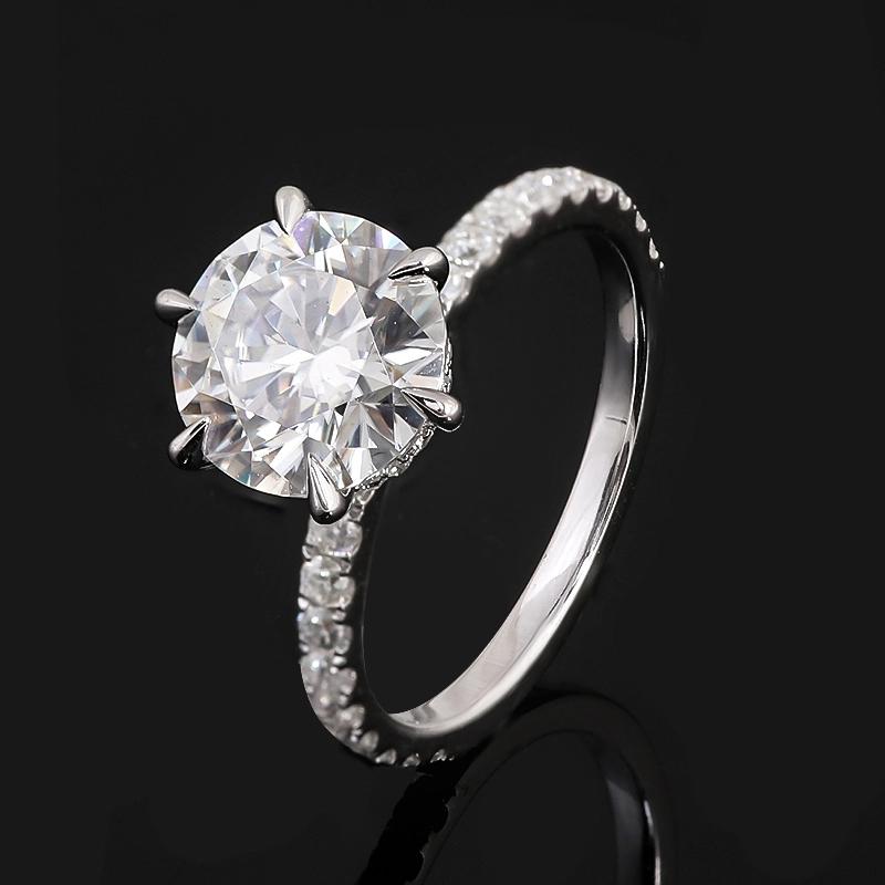 New Design Solitaire 18k 14k 10k White Gold 2ct Wedding Rings Full Moissanite Side Female Anniversary Rings 1